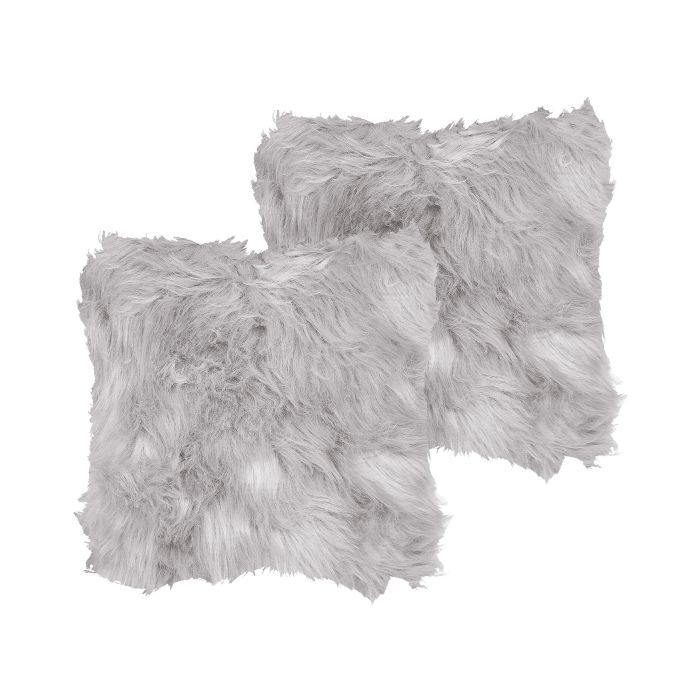 Set of 2 Faux Fur Cushions 45x45cm Grey