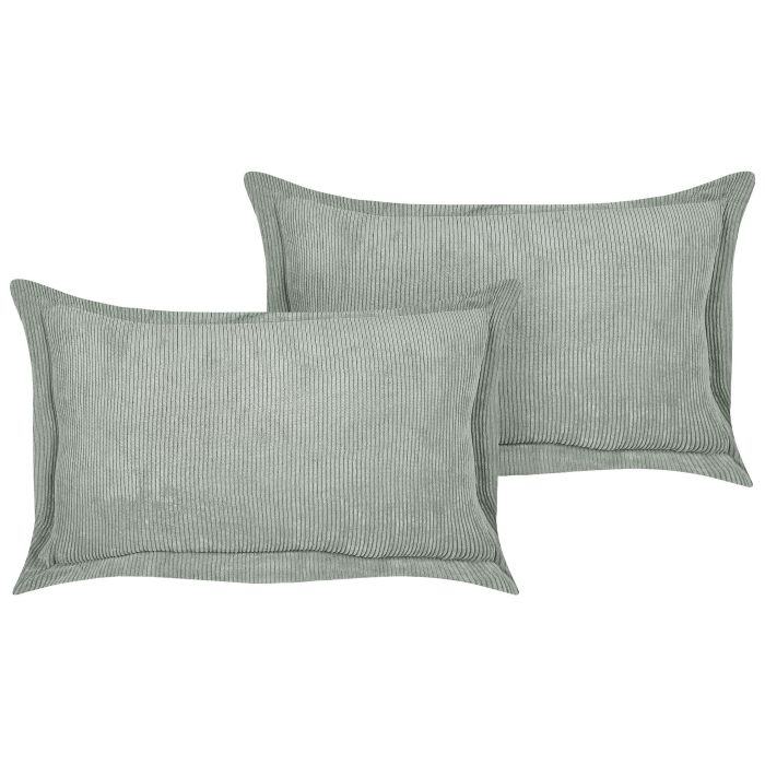 Set of 2 Corduroy Cushions 47x27cm Light Green