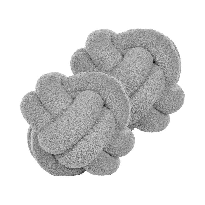 Set of 2 Boucle Knot Cushions 19x19cm Grey