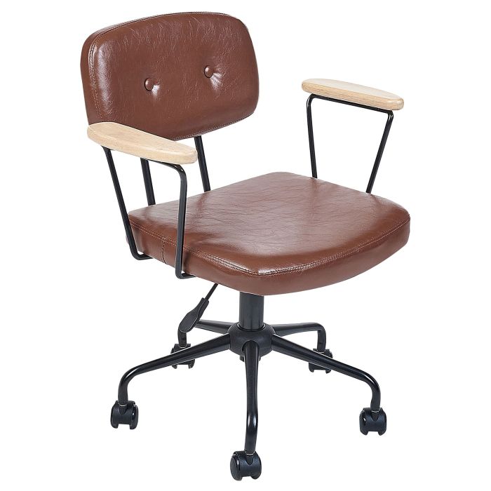 Faux Leather Desk Chair Brown ALGERITA
