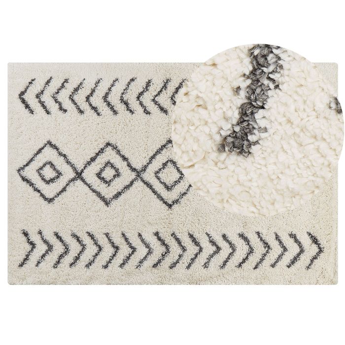 Shaggy Area Rug 200x300cm White and Grey