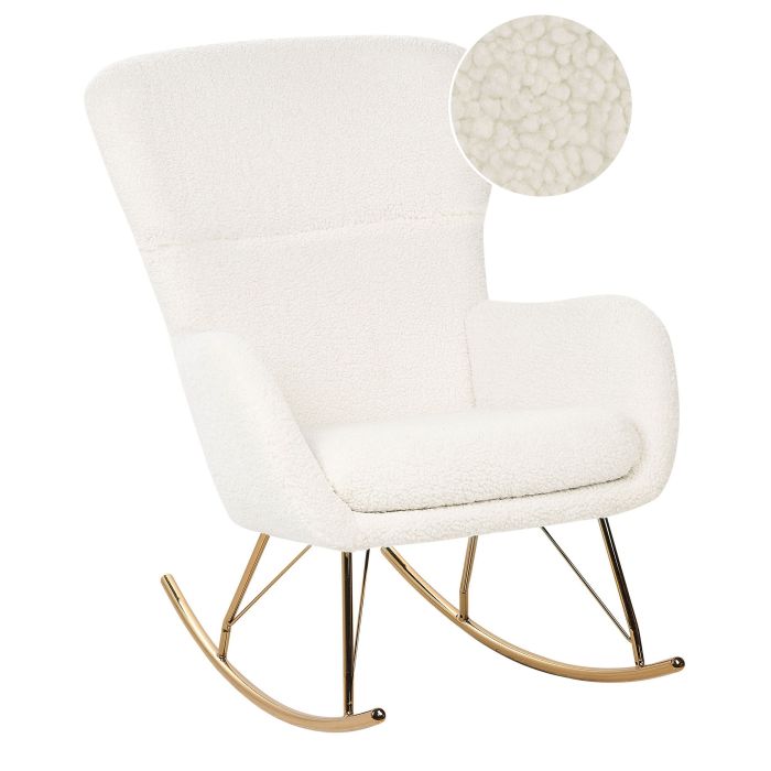 Boucle Rocking Chair White and Gold ANASET