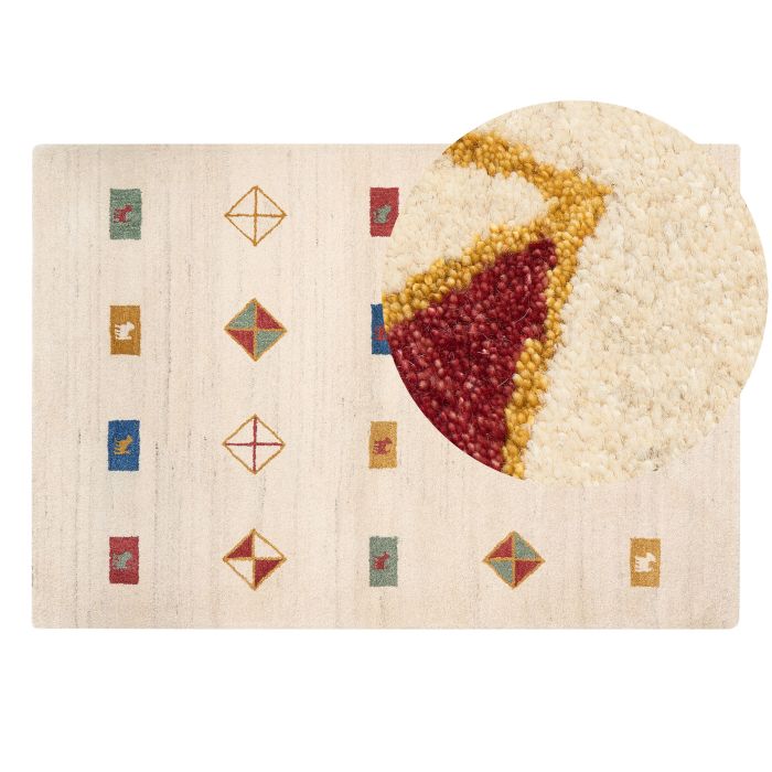 Wool Gabbeh Area Rug 160x230cm Beige