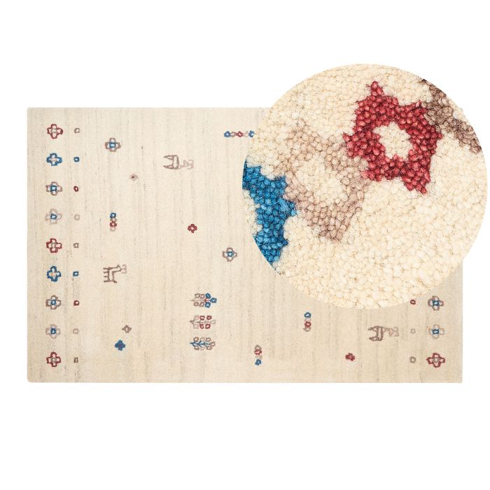 Wool Gabbeh Area Rug 140x200cm Beige