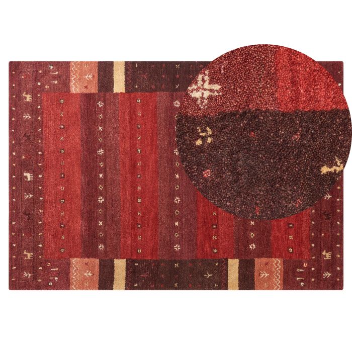 Wool Gabbeh Area Rug 140x200cm Red