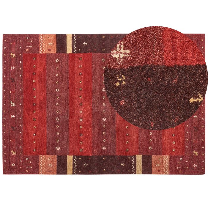 Wool Gabbeh Area Rug 160x230cm Red