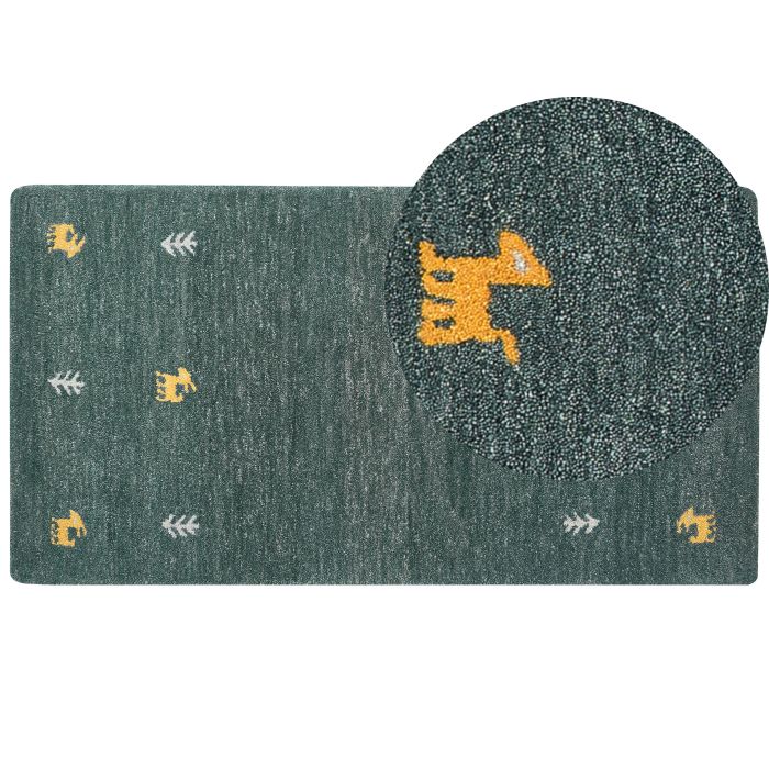 Wool Gabbeh Area Rug 80x150cm Green