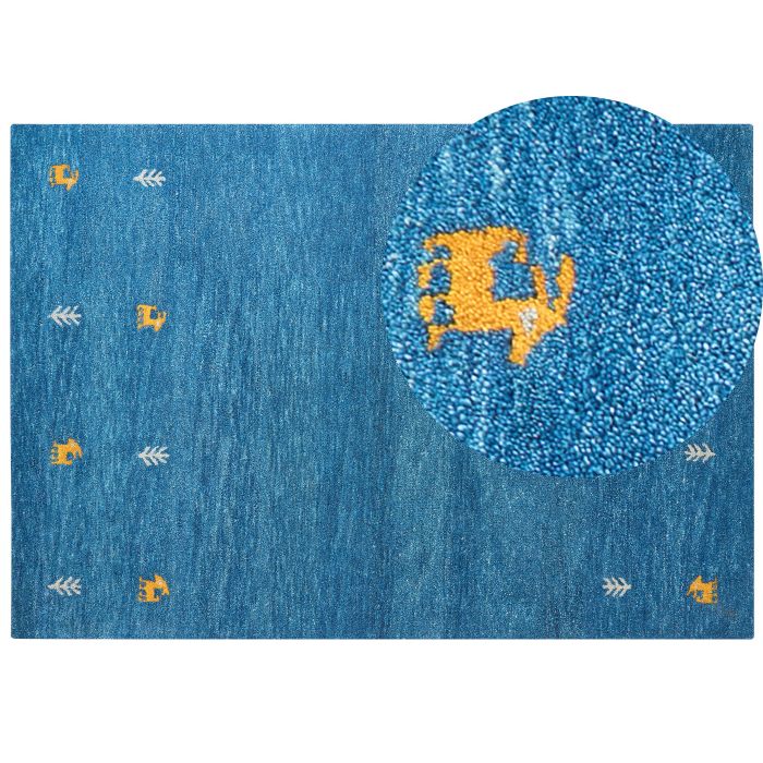 Wool Gabbeh Area Rug 160x230cm Blue