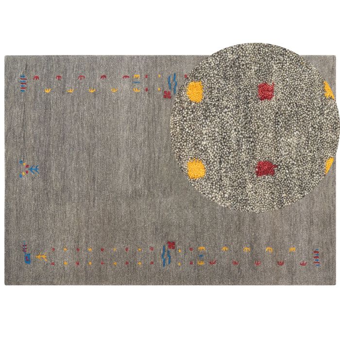 Wool Gabbeh Area Rug 160x230cm Grey