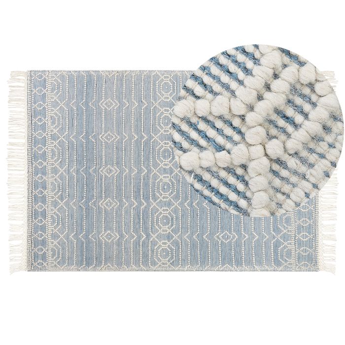 Wool Area Rug 160x230cm Blue