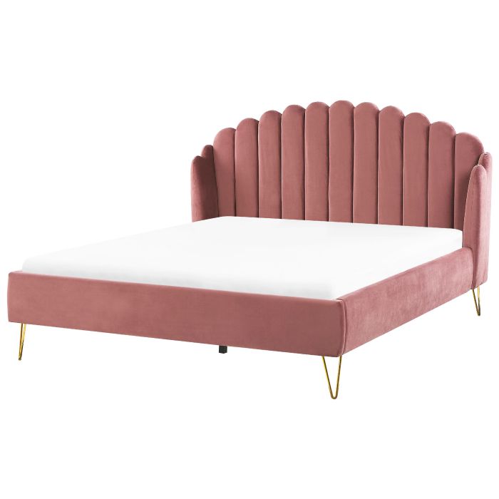 Velvet EU Super King Size Bed Pink AMBILLOU