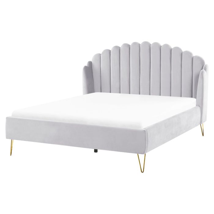 Velvet EU King Size Bed Grey AMBILLOU