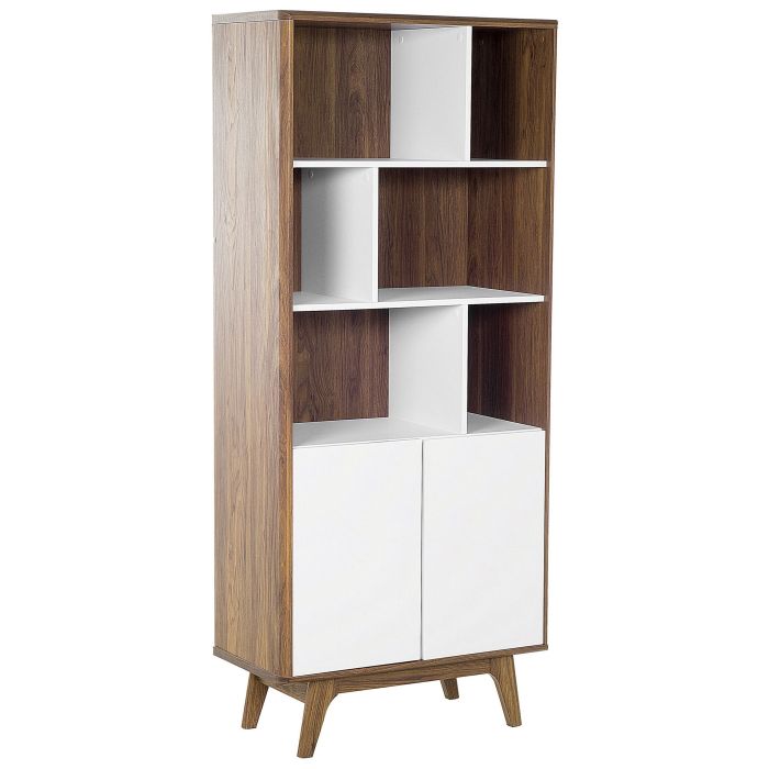 Bookcase Dark Wood with White COLUMBUS
