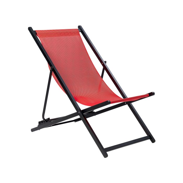 Folding Deck Chair Red and Black LOCRI II