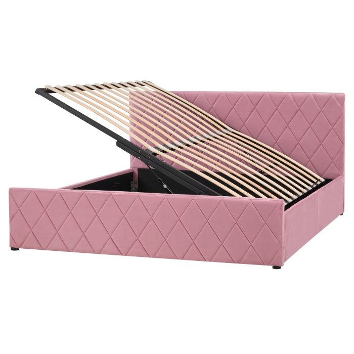 Velvet EU King Size Ottoman Bed Pink ROCHEFORT