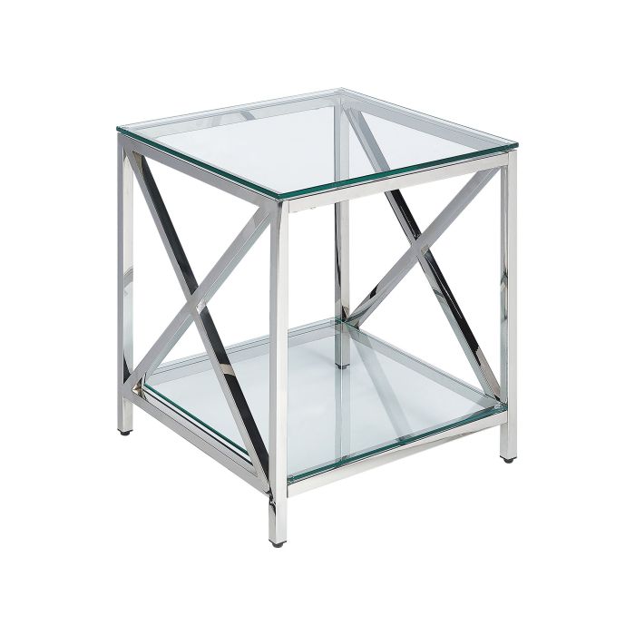 Glass Top Side Table Silver AUDET