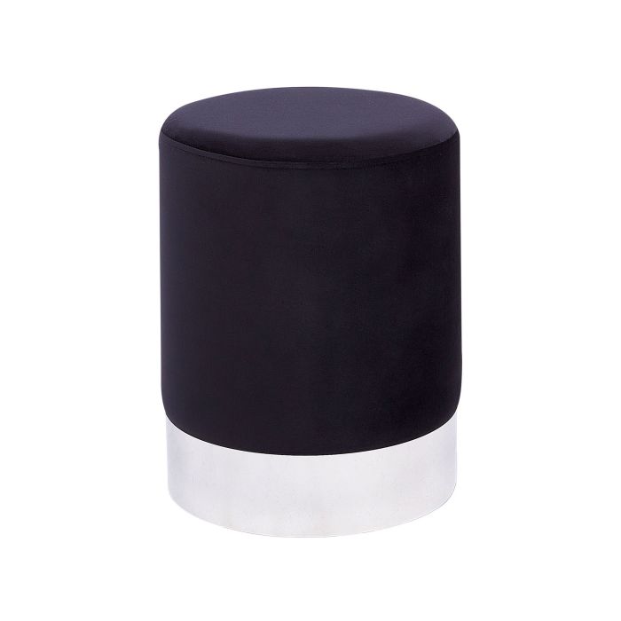 Velvet Pouffe Black BRIGITTE