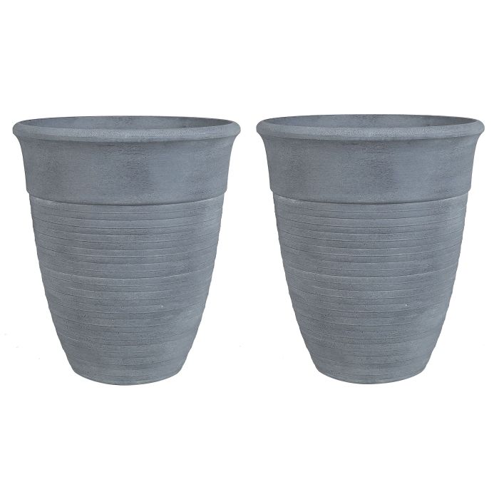 Set of 2 Plant Pots âŒ€ 43 cm Grey KATALIMA