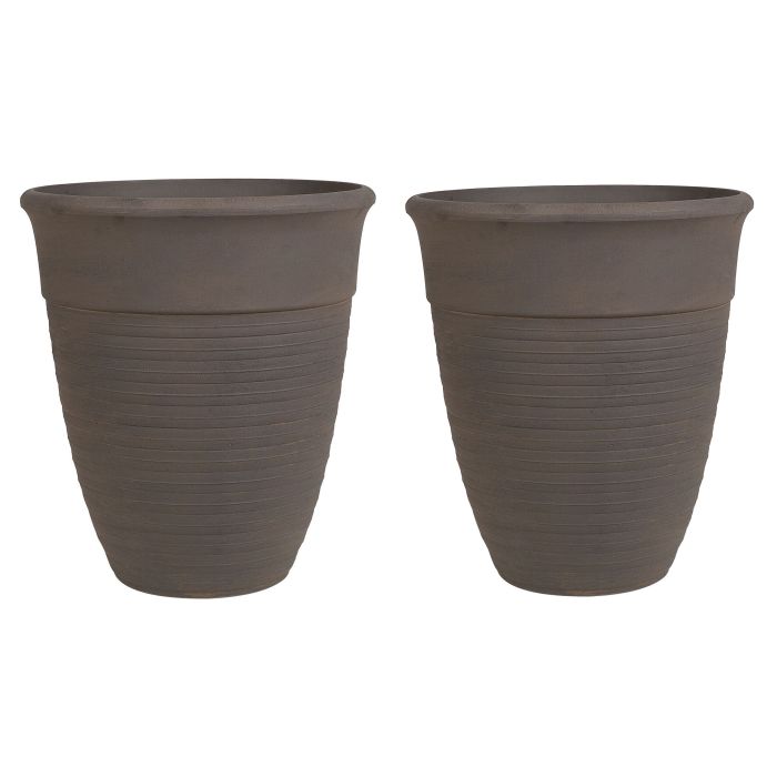 Set of 2 Plant Pots âŒ€ 43 cm Brown KATALIMA