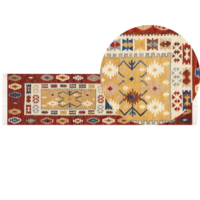 Wool Kilim Runner Rug 80x300cm Multicolour