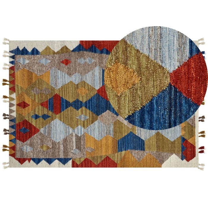 Wool Kilim Area Rug 200x300cm Multicolour