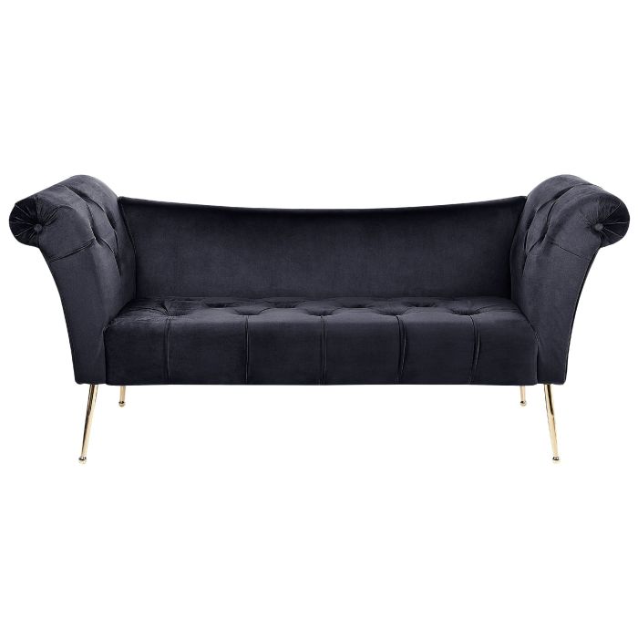 Velvet Chaise Lounge Black NANTILLY