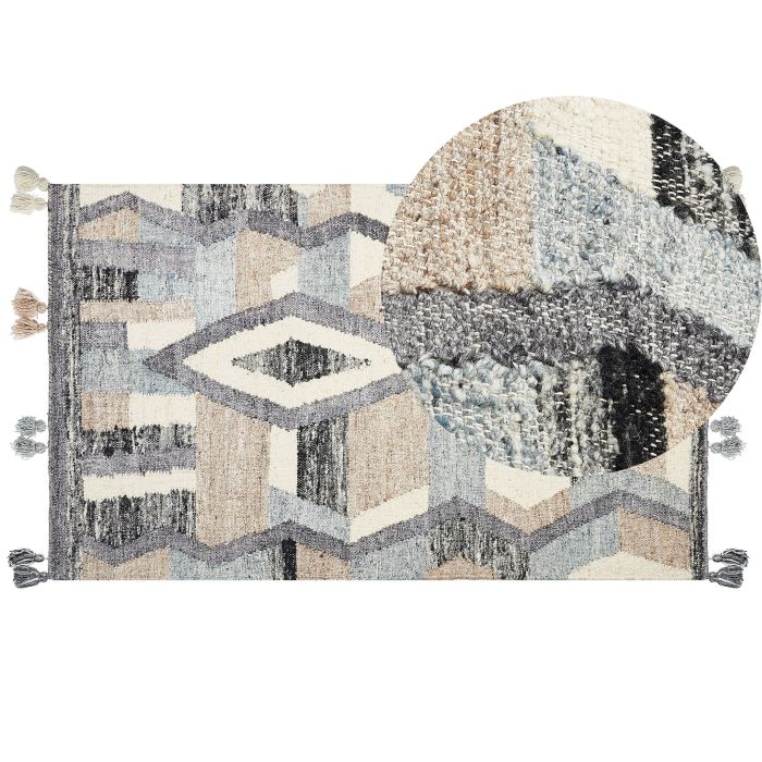 Wool Kilim Area Rug 80x150cm Multicolour