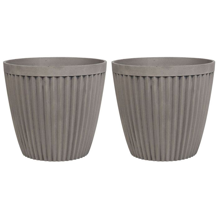 Set of 2 Plant Pots âŒ€ 44 cm Taupe POKA