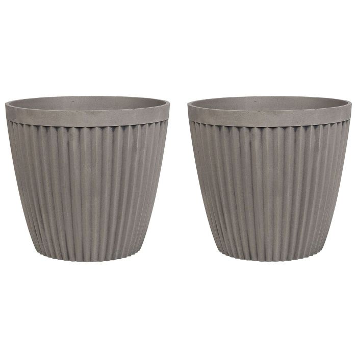 Set of 2 Plant Pots âŒ€ 36 cm Taupe POKA