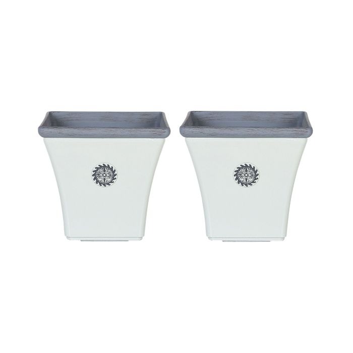 Set of 2 Plant Pots 37 x 37 x 35 cm White ELATEIA