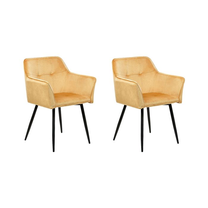 Set of 2 Velvet Dining Chairs Yellow JASMIN