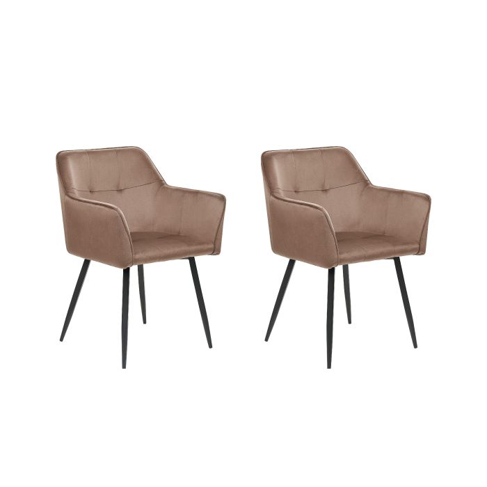 Set of 2 Velvet Dining Chairs Brown JASMIN