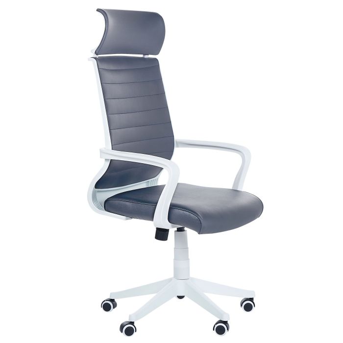 Faux Leather Swivel Office Chair Grey LEADER