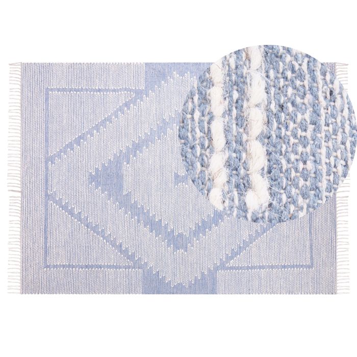 Cotton Area Rug 140x200cm Blue and White