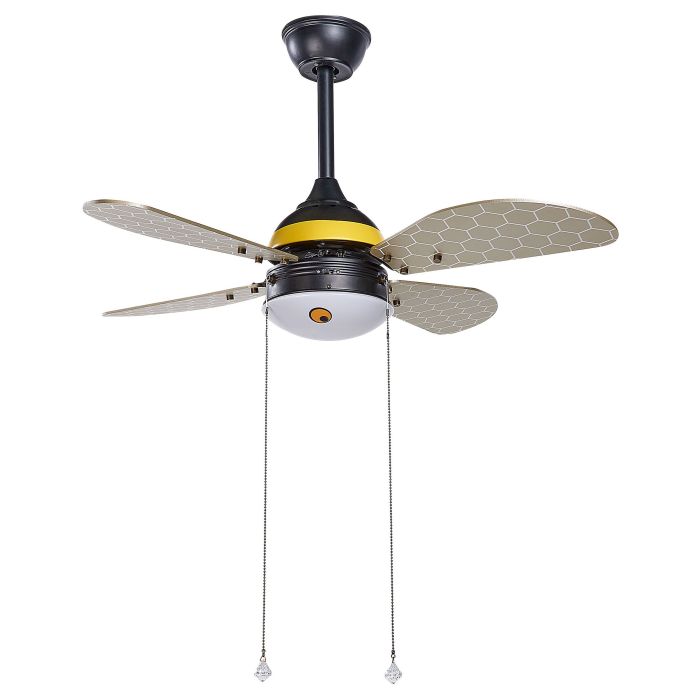 Ceiling Fan with Light Black and Yellow DOLORES
