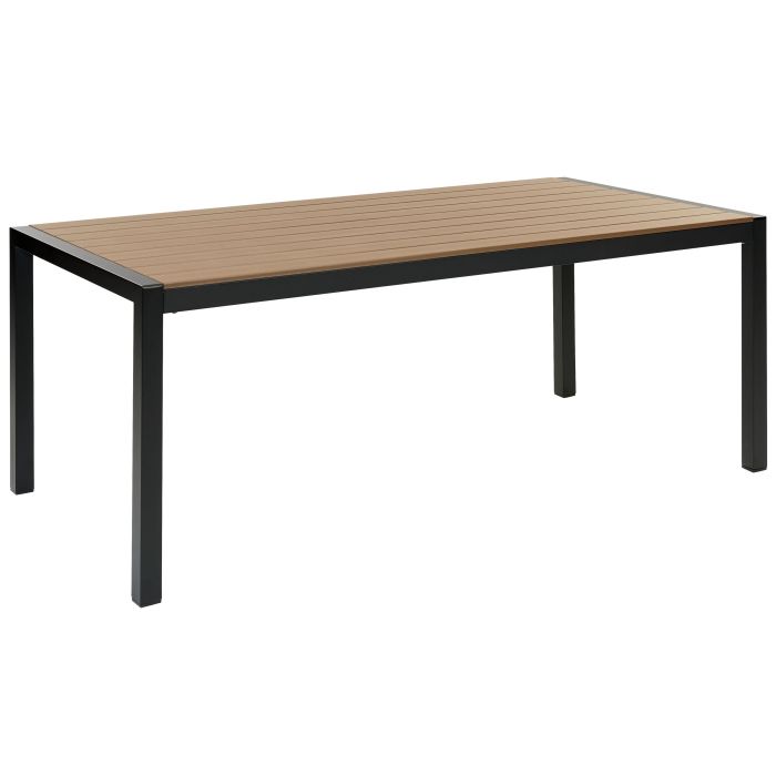 Aluminium Garden Table 180 x 90 cm Light Wood and Black VERNIO
