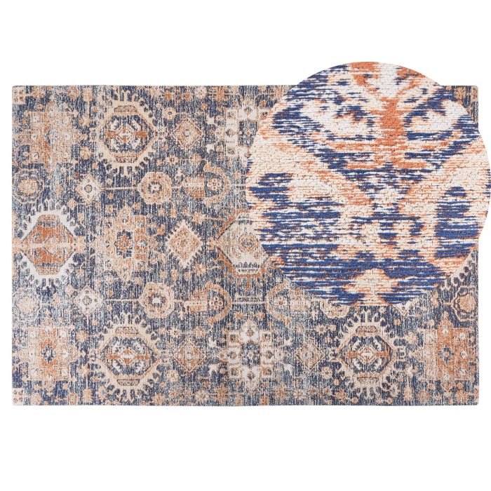 Cotton Area Rug 140x200cm Blue and Red
