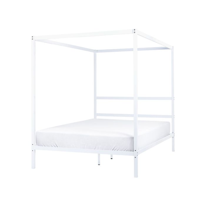 Metal EU Double Size Canopy Bed White LESTARDS