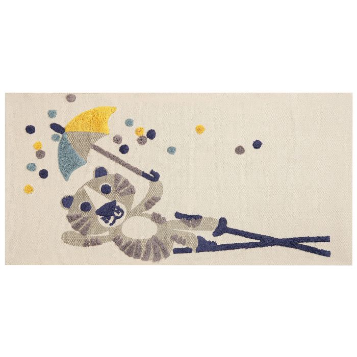 Cotton Kids Rug Animal Print 80x150cm Beige