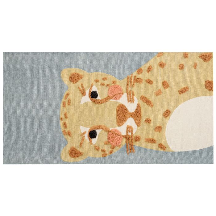 Cotton Kids Rug Leopard Print 80x150cm Yellow and Grey