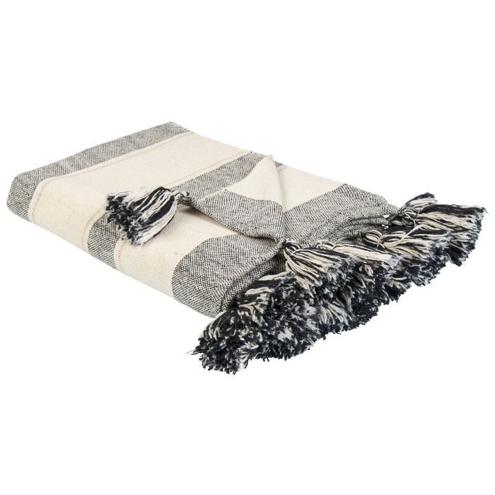 Cotton Blanket 130 x 170 cm Beige and Grey CAYIR