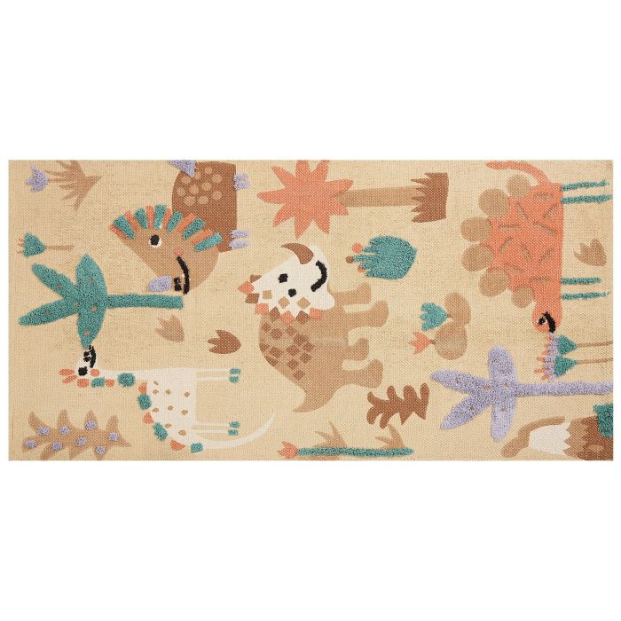 Cotton Kids Rug Animal Print 80x150cm Multicolour