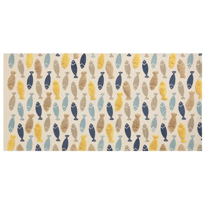 Cotton Kids Rug Fish Print 80x150cm Multicolour