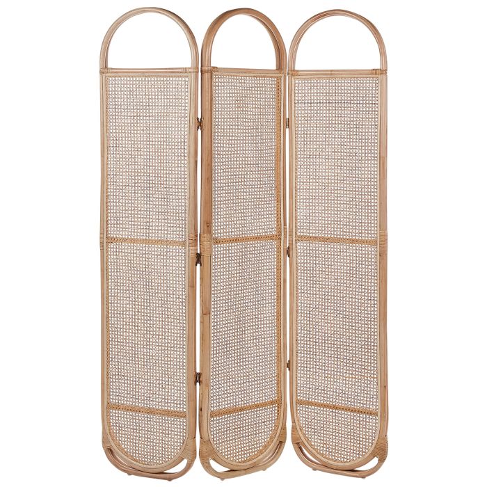Folding Rattan 3 Panel Room Divider 118 x 180 cm Natural CORTONA