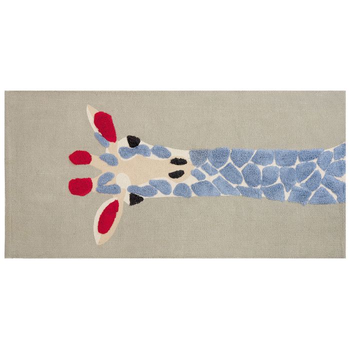 Cotton Kids Rug Giraffe Print 80x150cm Multicolour