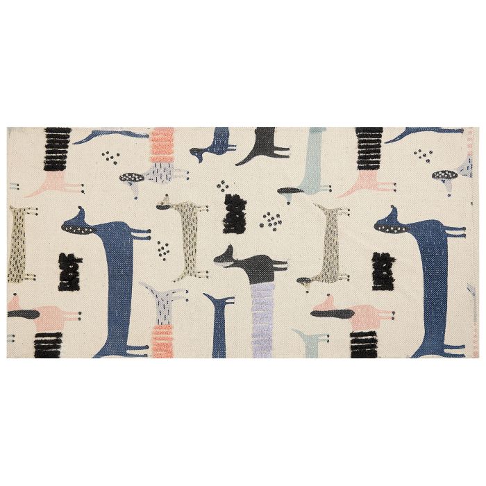 Cotton Kids Rug Dogs Print 80x150cm Multicolour