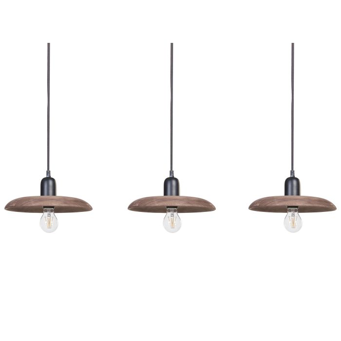 3 Light Mango Wood Pendant Lamp Dark MANJEERA