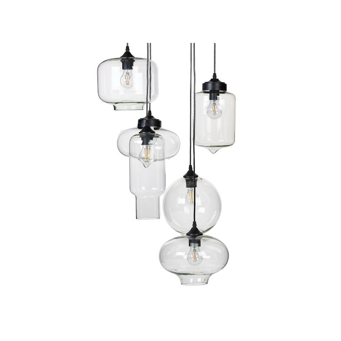 6 Light Glass Pendant Lamp Transparent BEMBOKA