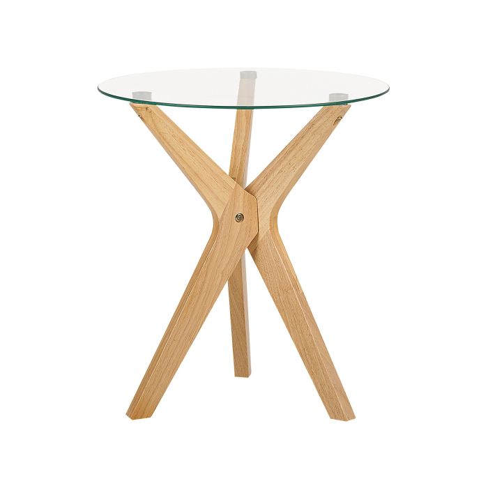 Glass Top Side Table Light Wood VALLEY
