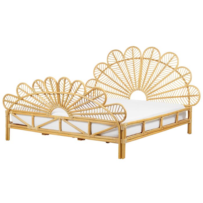 Rattan Peacock EU Super King Size Bed Light Wood FLORENTINE